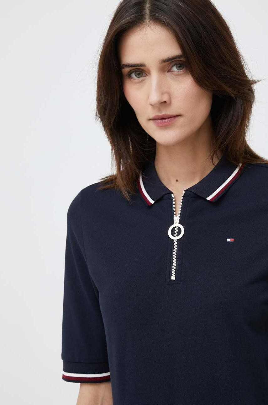 Tommy Hilfiger Polo tričko dámsky tmavomodrá farba s golierom - Pepit.sk