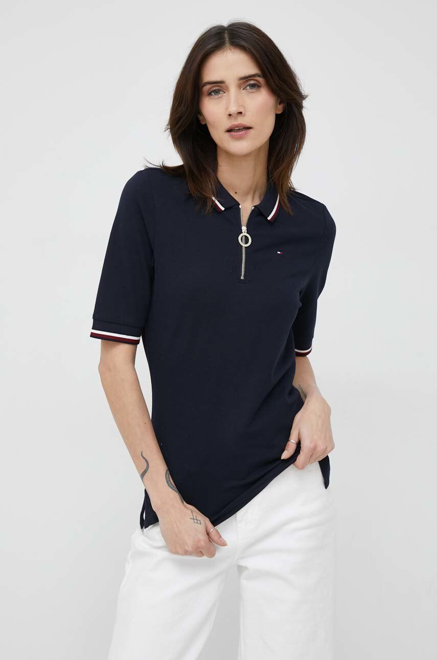 Tommy Hilfiger Polo tričko dámsky tmavomodrá farba s golierom - Pepit.sk