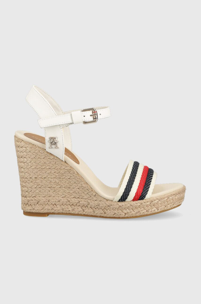 Tommy Hilfiger Sandále CORPORATE WEDGE dámske béžová farba na kline FW0FW07086 - Pepit.sk