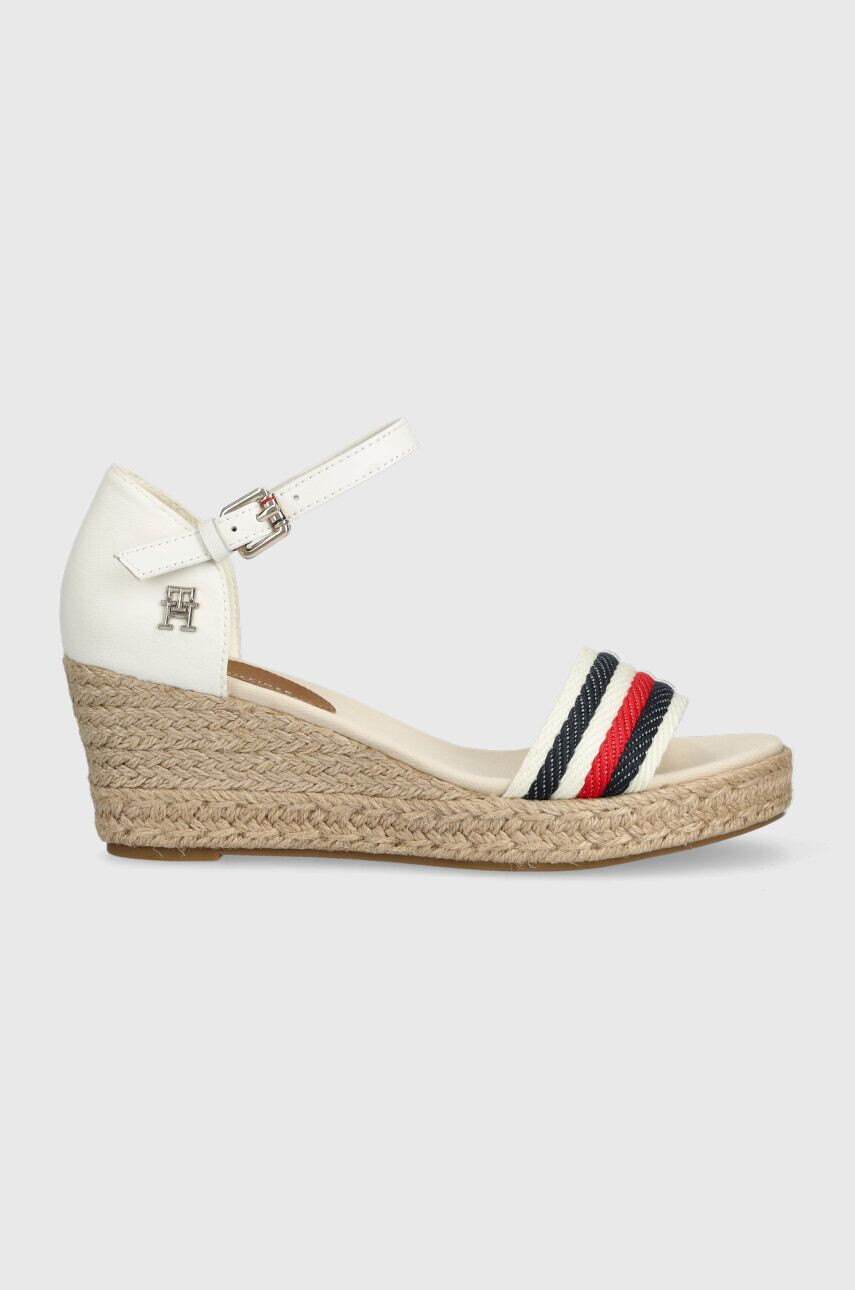 Tommy Hilfiger Sandále MID WEDGE CORPORATE dámske biela farba na kline - Pepit.sk