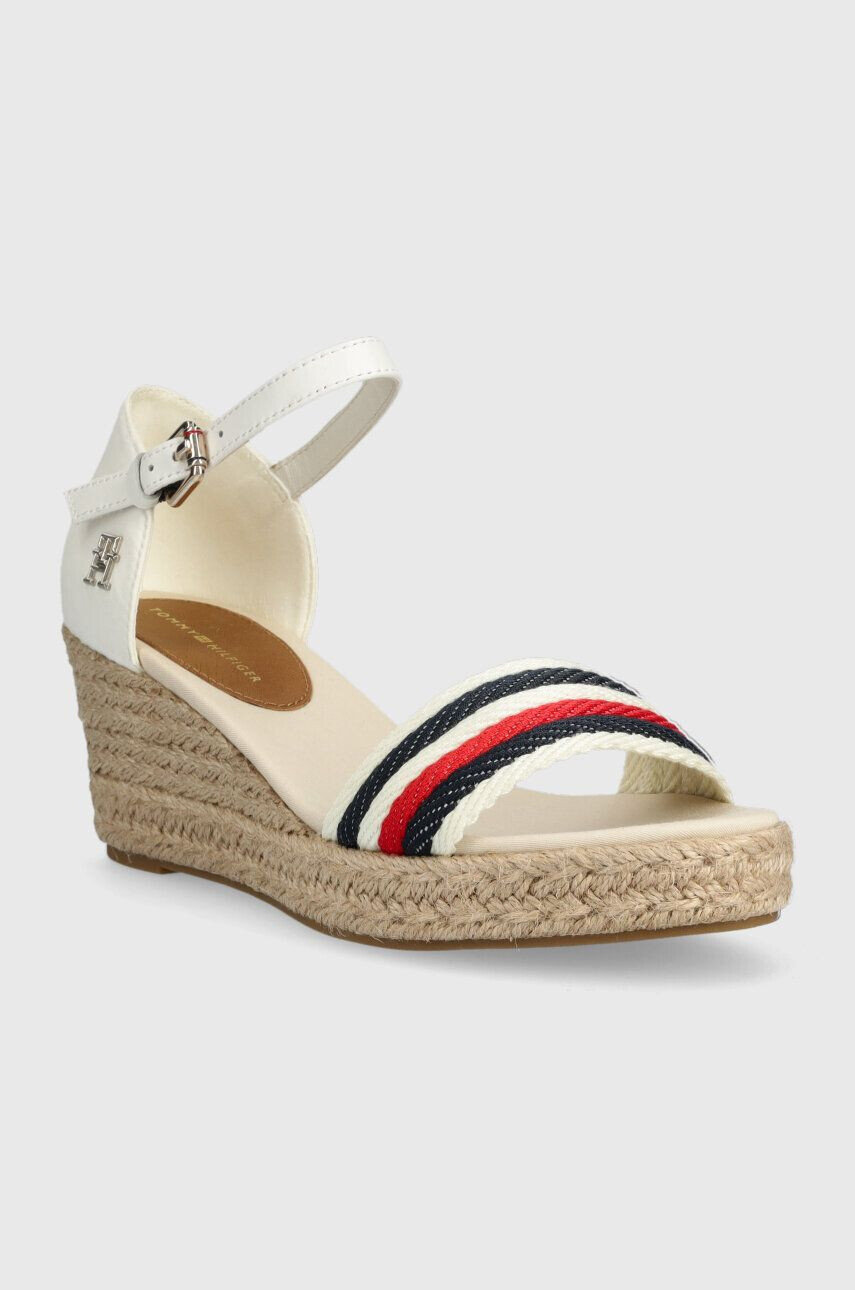 Tommy Hilfiger Sandále MID WEDGE CORPORATE dámske biela farba na kline - Pepit.sk