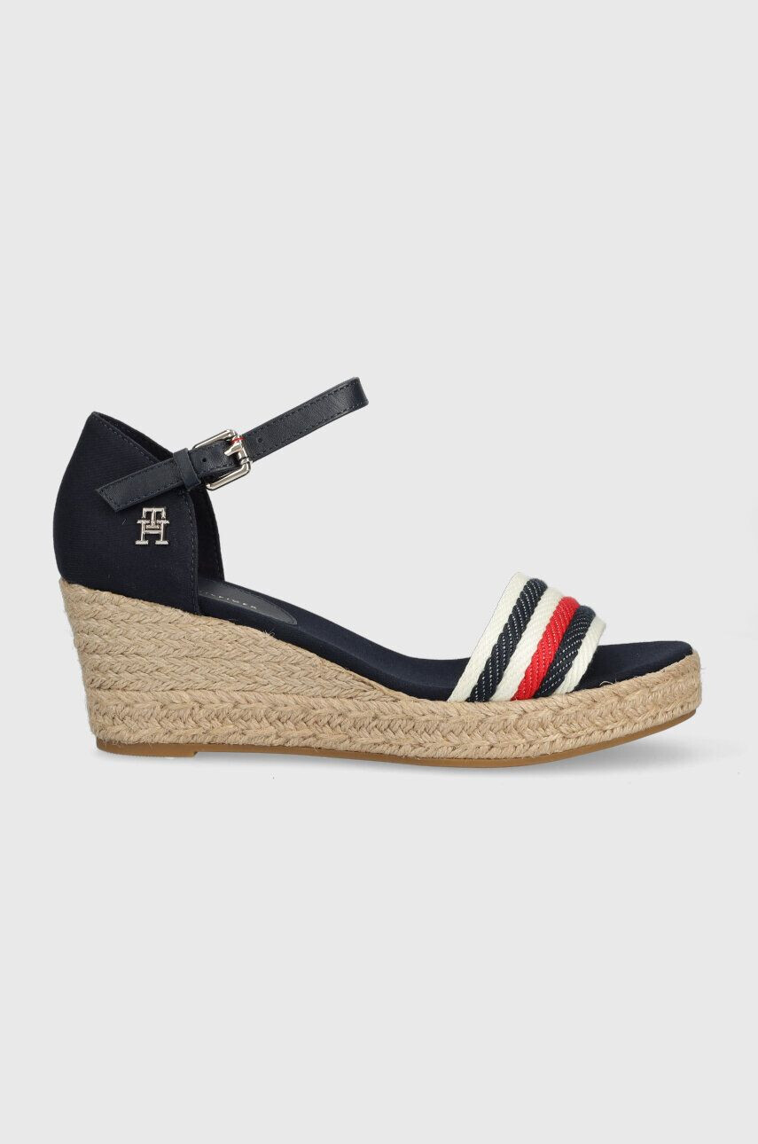 Tommy Hilfiger Sandále MID WEDGE CORPORATE dámske tmavomodrá farba na kline - Pepit.sk