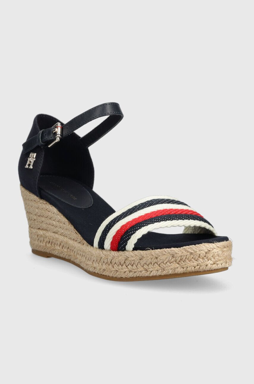 Tommy Hilfiger Sandále MID WEDGE CORPORATE dámske tmavomodrá farba na kline - Pepit.sk