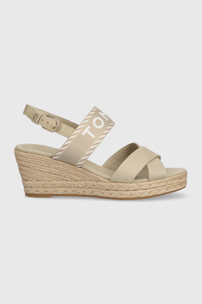 Tommy Hilfiger Sandále SEASONAL WEBBING MID WEDGE dámske béžová farba na kline FW0FW07091 - Pepit.sk