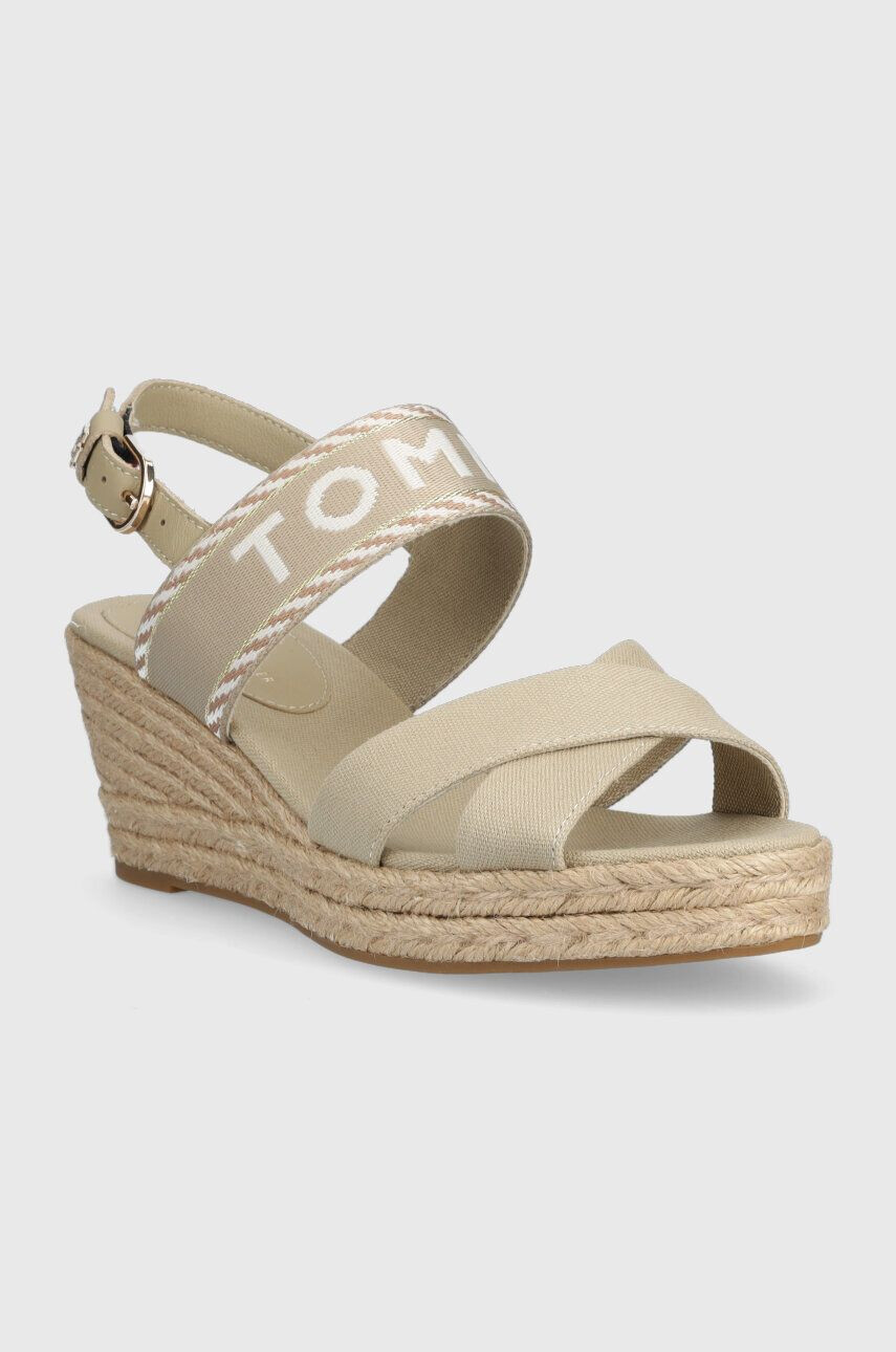 Tommy Hilfiger Sandále SEASONAL WEBBING MID WEDGE dámske béžová farba na kline FW0FW07091 - Pepit.sk