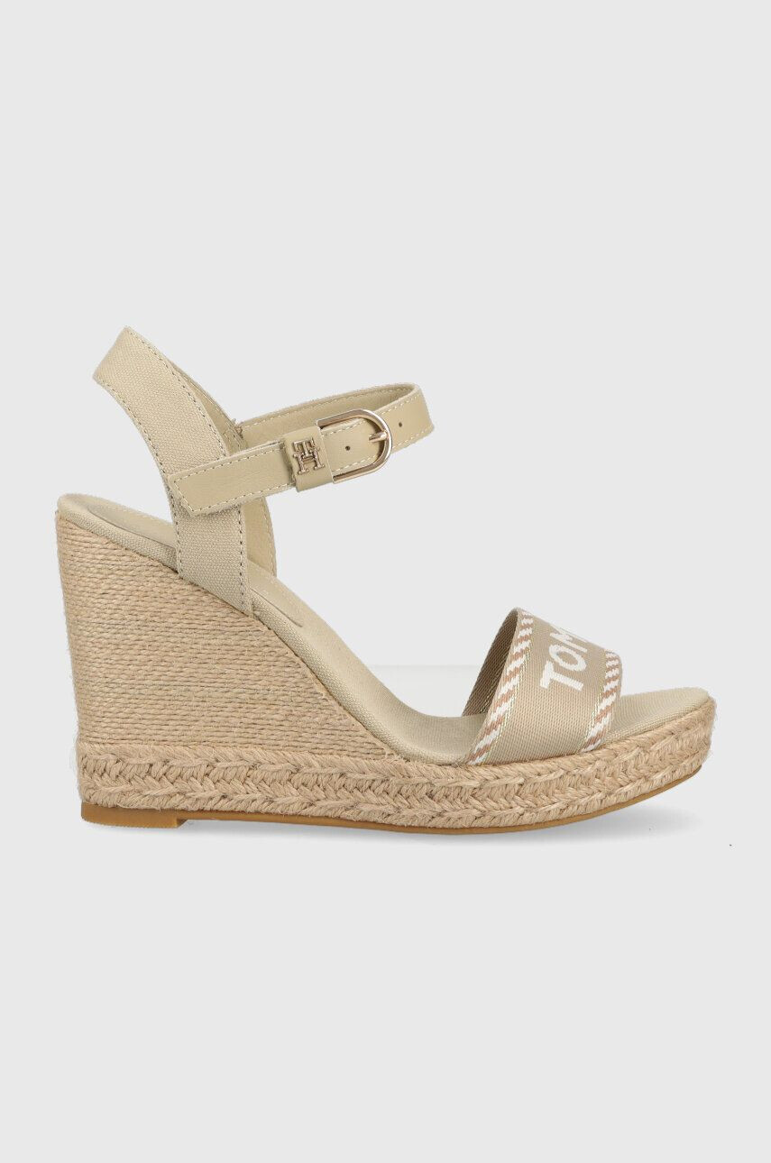 Tommy Hilfiger Sandále SEASONAL WEBBING WEDGE dámske béžová farba na platforme FW0FW07088 - Pepit.sk