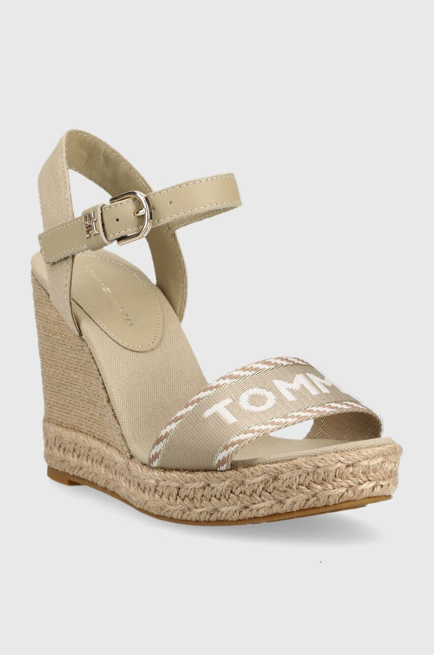 Tommy Hilfiger Sandále SEASONAL WEBBING WEDGE dámske béžová farba na platforme FW0FW07088 - Pepit.sk