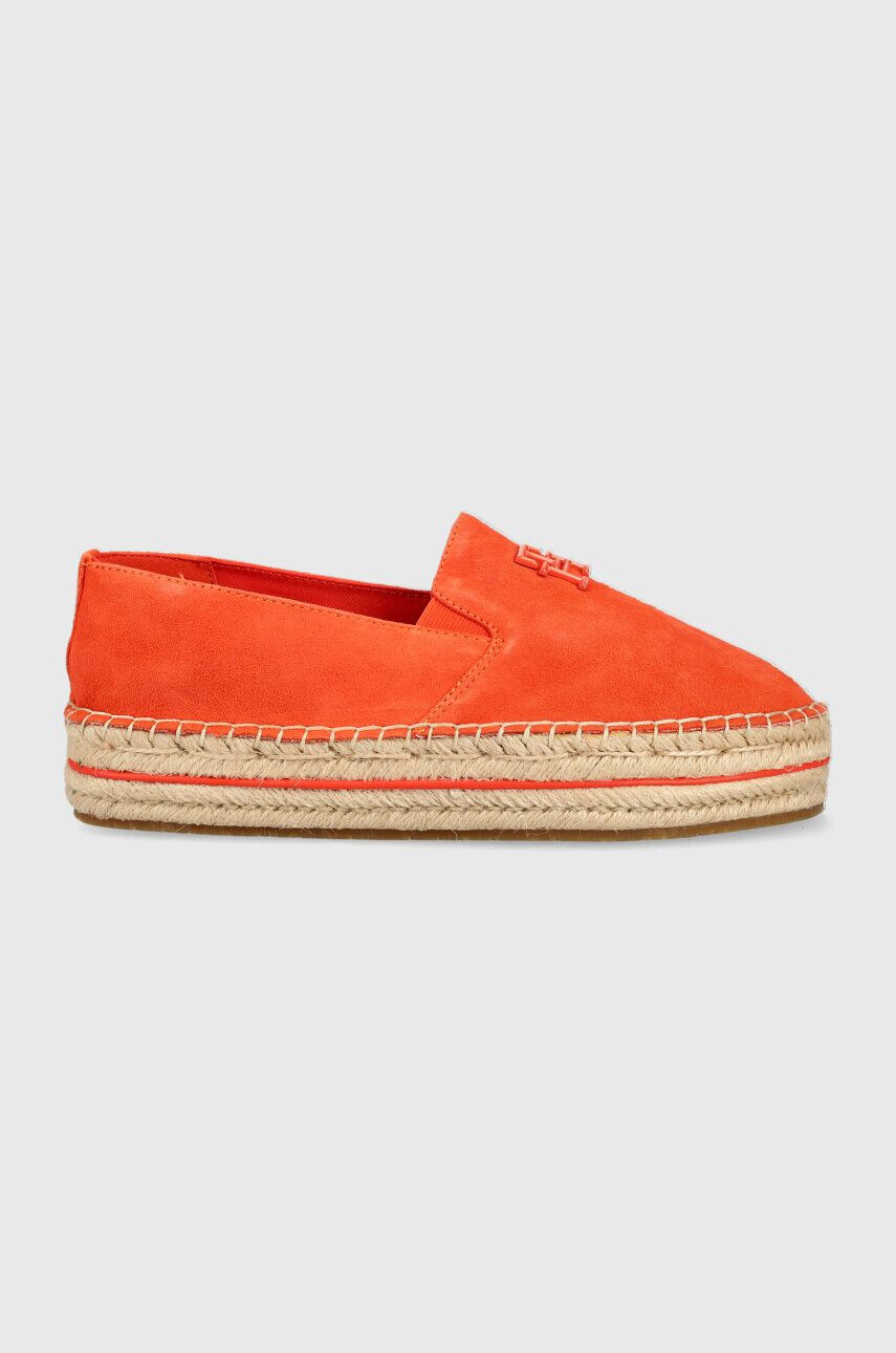 Tommy Hilfiger Semišové espadrilky TH SUEDE FLATFORM ESPADRILLE béžová farba na platforme FW0FW07069 - Pepit.sk