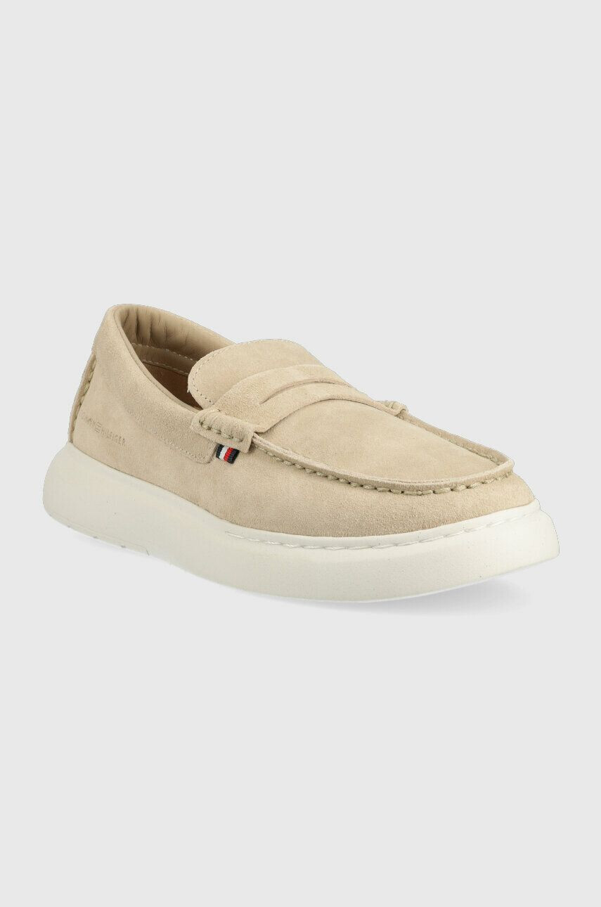 Tommy Hilfiger Semišové mokasíny HYBRID LOAFER pánske béžová farba FM0FM04440 - Pepit.sk