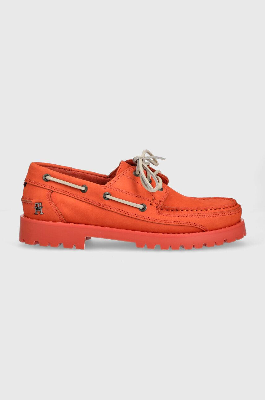 Tommy Hilfiger Semišové mokasíny TH BOAT SHOE CLASSIC NUBUCK pánske oranžová farba FM0FM04447 - Pepit.sk