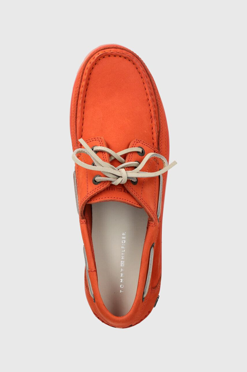 Tommy Hilfiger Semišové mokasíny TH BOAT SHOE CLASSIC NUBUCK pánske oranžová farba FM0FM04447 - Pepit.sk