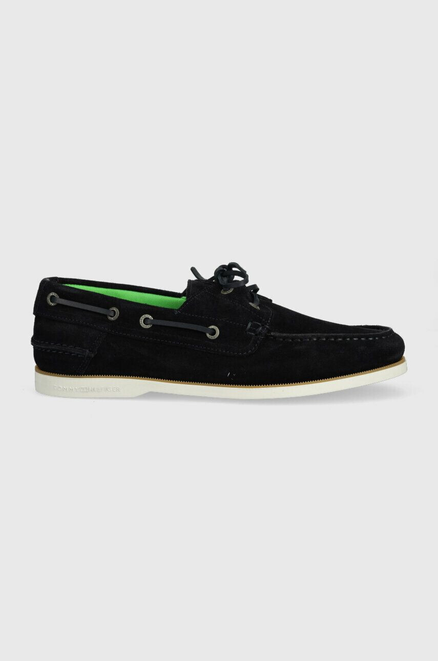 Tommy Hilfiger Semišové mokasíny TH BOAT SHOE CORE SUEDE pánske tmavomodrá farba FM0FM04505 - Pepit.sk