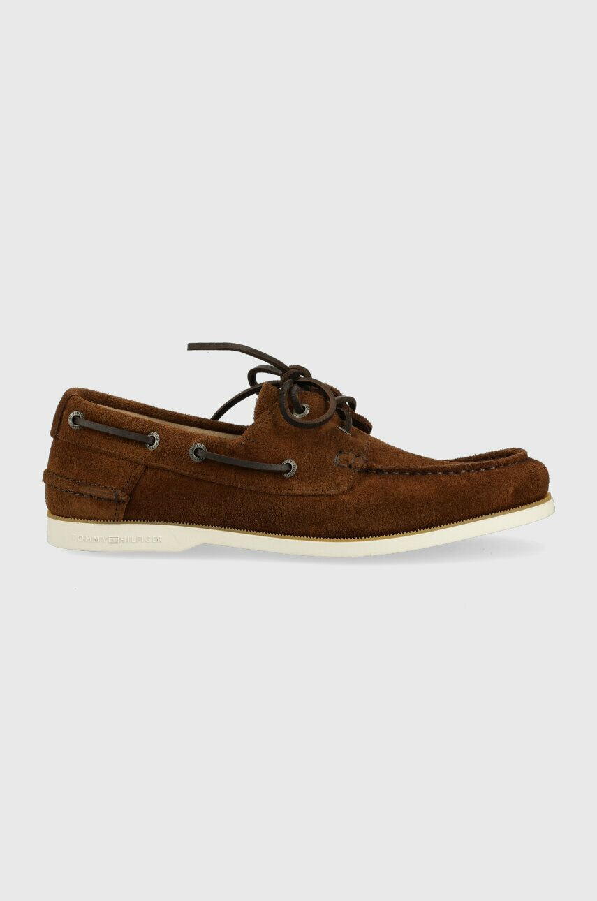 Tommy Hilfiger Semišové mokasíny TH BOAT SHOE CORE SUEDE pánske hnedá farba FM0FM04505 - Pepit.sk