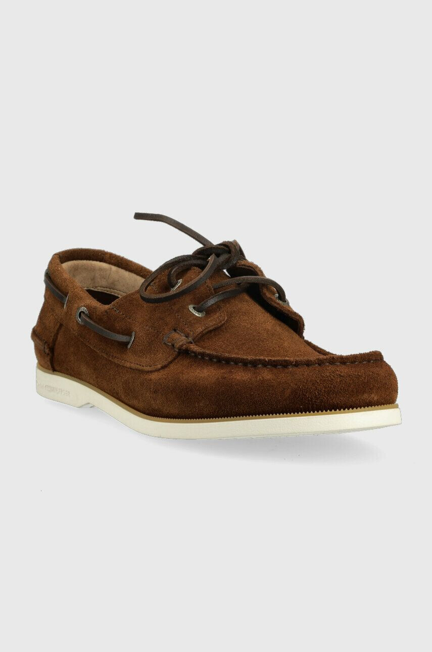 Tommy Hilfiger Semišové mokasíny TH BOAT SHOE CORE SUEDE pánske hnedá farba FM0FM04505 - Pepit.sk