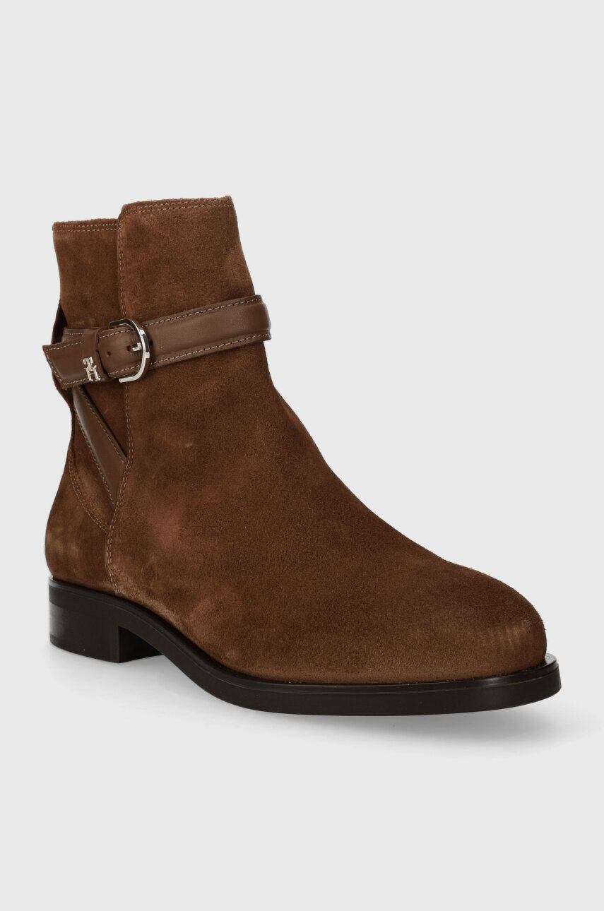 Tommy Hilfiger Semišové topánky ELEVATED ESSENT BOOT THERMO SDE dámske hnedá farba na plochom podpätku FW0FW07482 - Pepit.sk