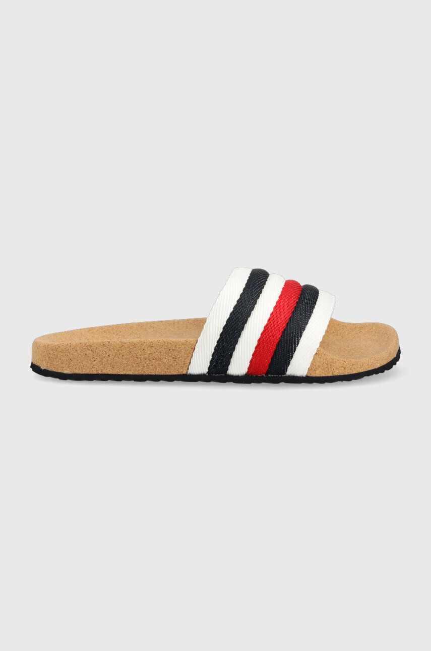 Tommy Hilfiger Šľapky CORPORATE CORK POOL SLIDE pánske biela farba FM0FM04466 - Pepit.sk