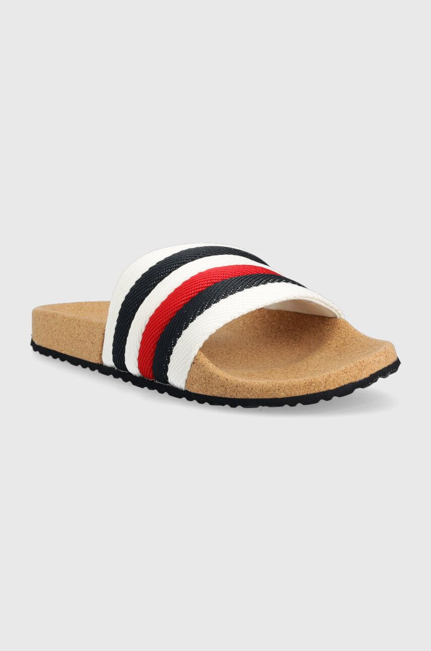 Tommy Hilfiger Šľapky CORPORATE CORK POOL SLIDE pánske biela farba FM0FM04466 - Pepit.sk