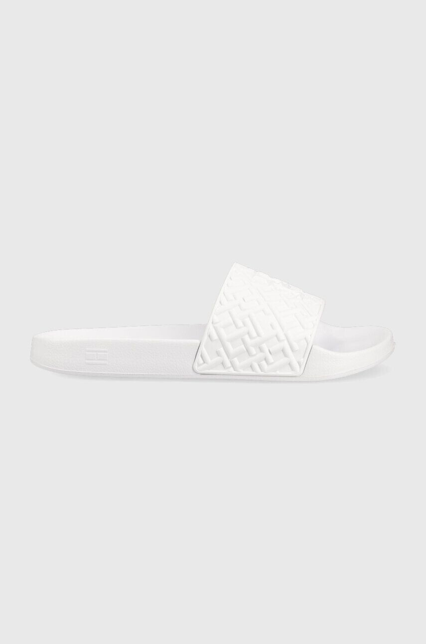 Tommy Hilfiger Šľapky RUBBER TH MONOGRAM POOL SLIDE pánske biela farba FM0FM04464 - Pepit.sk