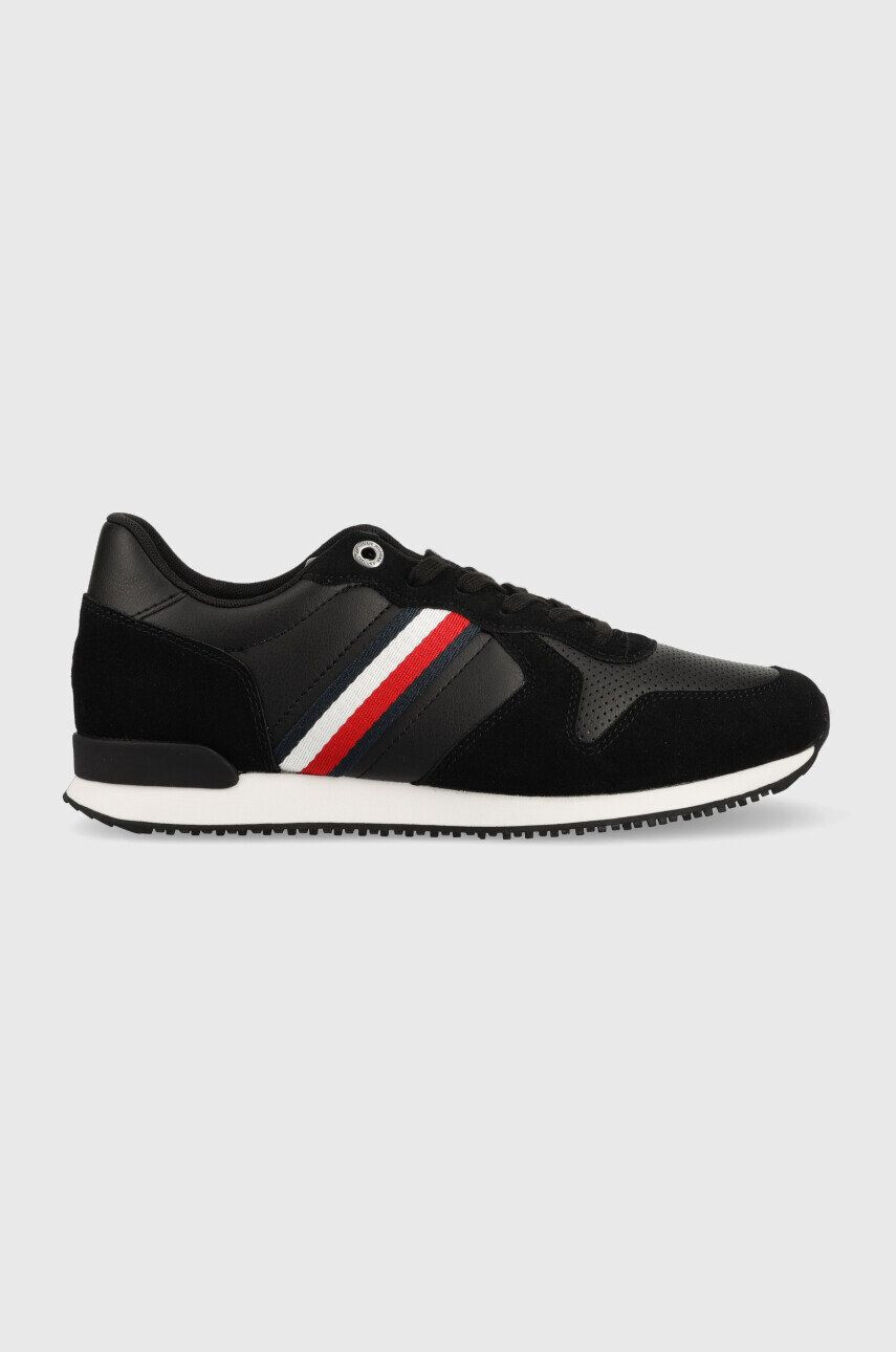 Tommy Hilfiger Tenisky ICONIC RUNNER STRIPES LEATHER čierna farba FM0FM04551 - Pepit.sk