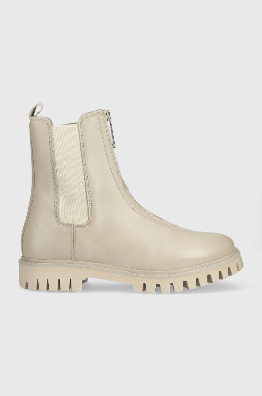 Tommy Hilfiger Topánky chelsea Zip Boot dámske béžová farba na plochom podpätku - Pepit.sk