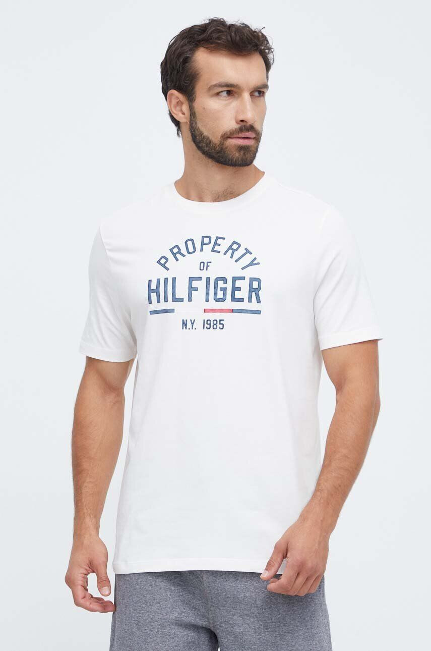 Tommy Hilfiger Tričko pánsky biela farba s potlačou - Pepit.sk