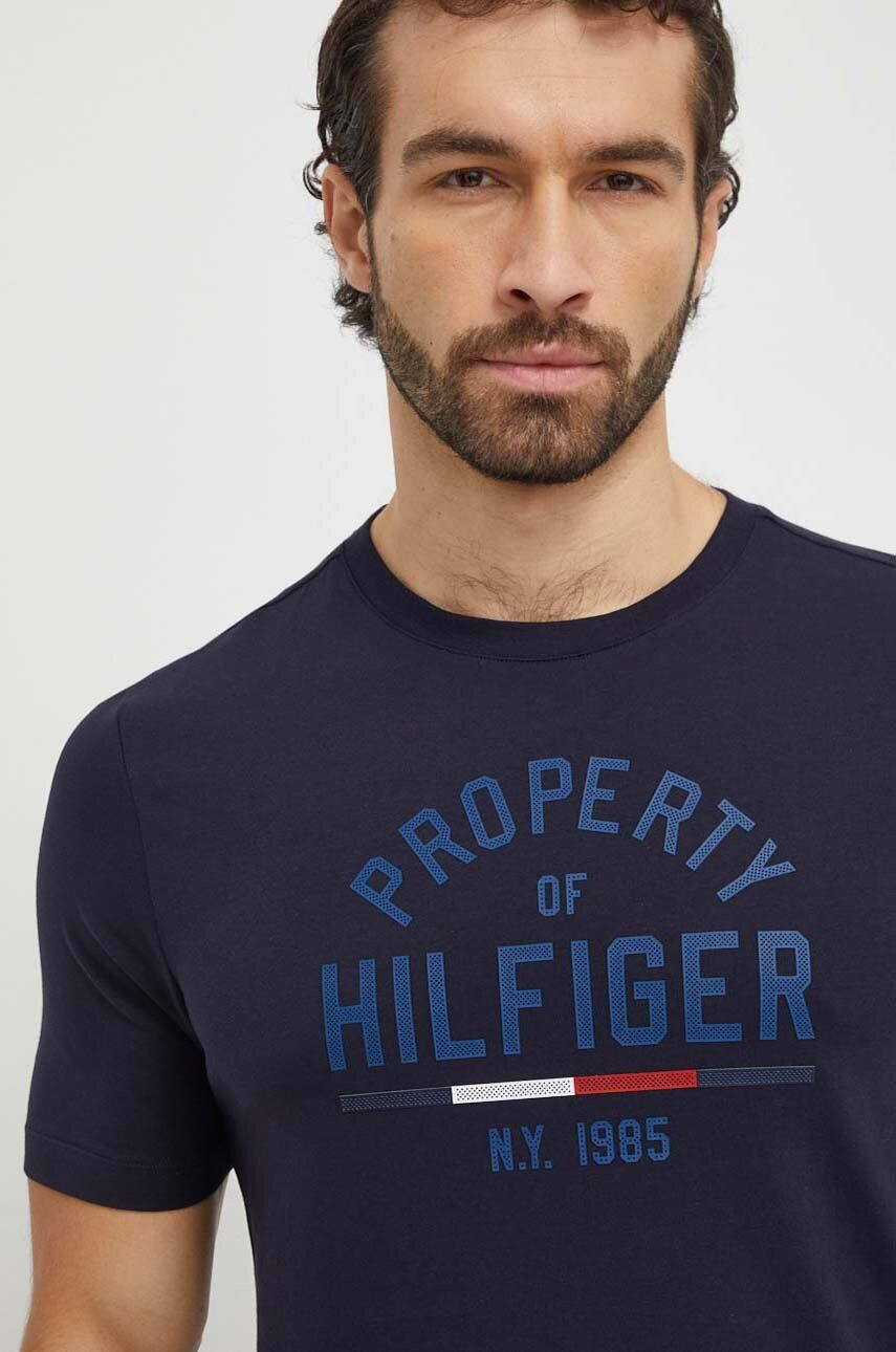 Tommy Hilfiger Tričko pánsky tmavomodrá farba s potlačou - Pepit.sk