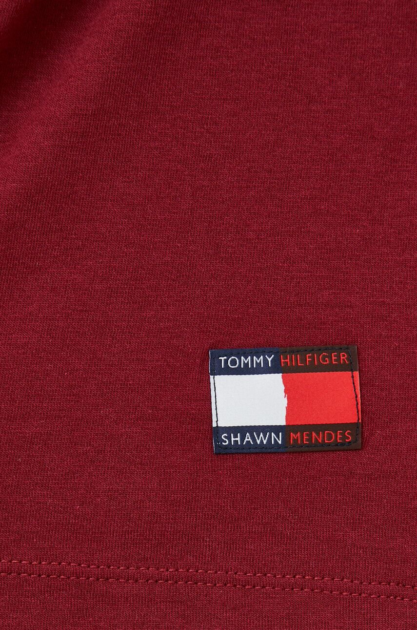 Tommy Hilfiger Tričko x Shawn Mendes pánske bordová farba s potlačou - Pepit.sk