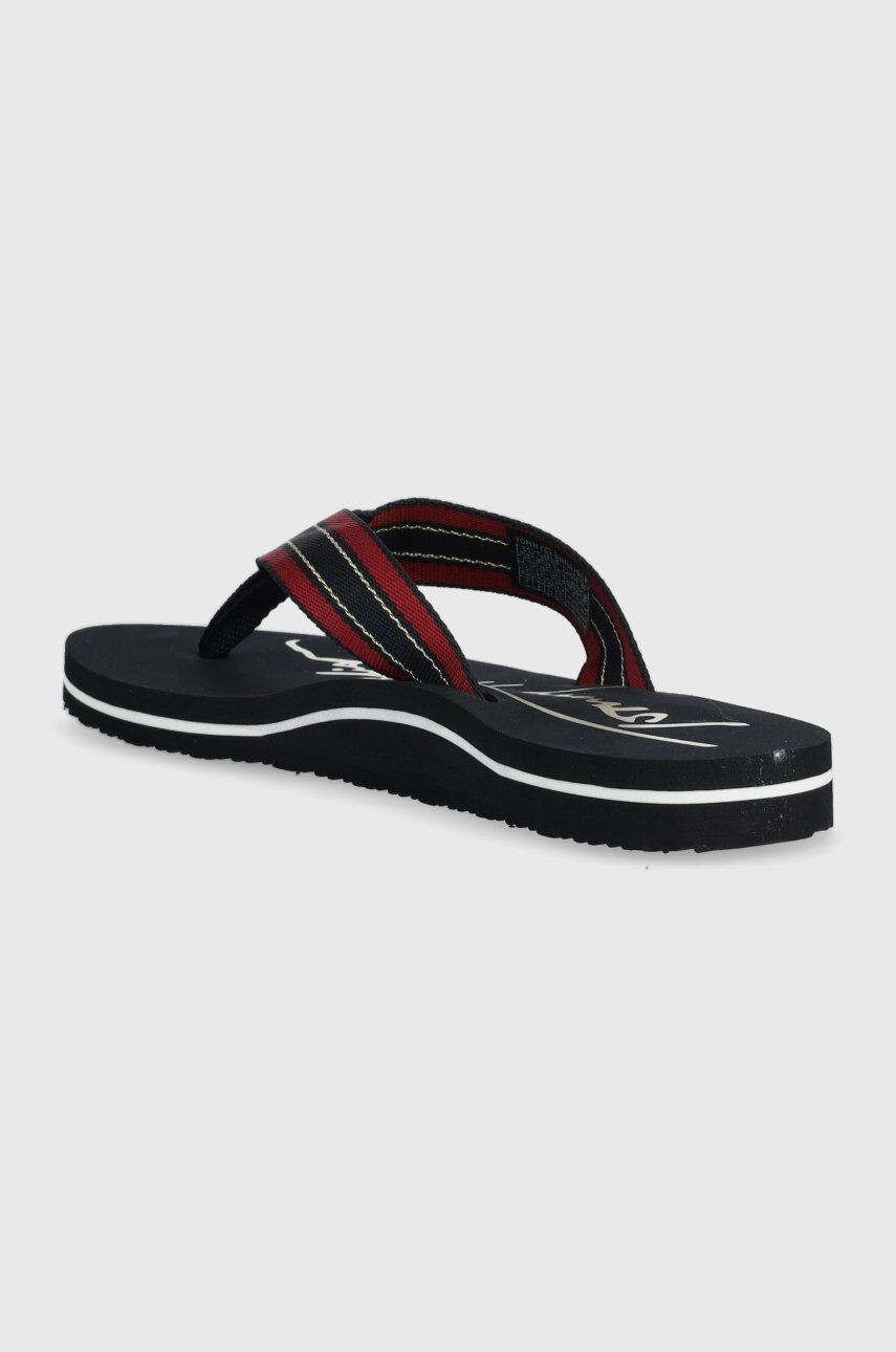 Tommy Hilfiger Žabky Gold Signature Beach Sandal Wmn dámske tmavomodrá farba na plochom podpätku - Pepit.sk