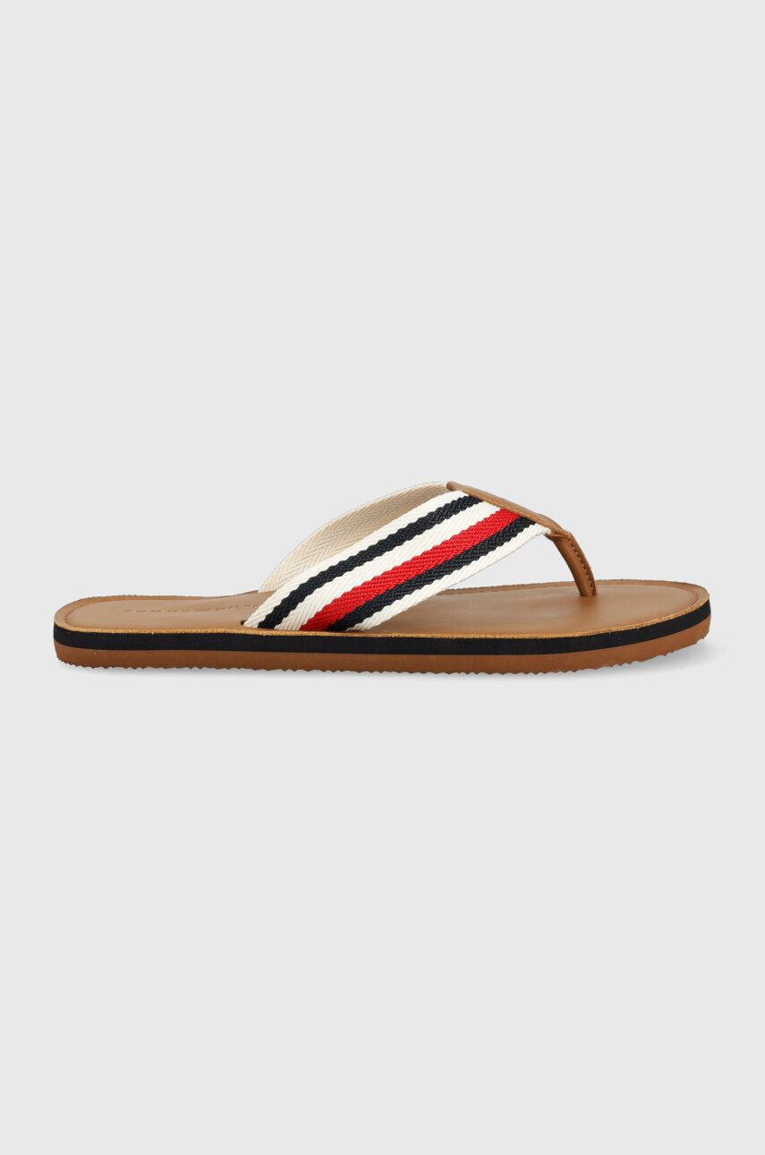 Tommy Hilfiger Žabky HILFIGER LEATHER BEACH SANDAL pánske hnedá farba FM0FM04548 - Pepit.sk