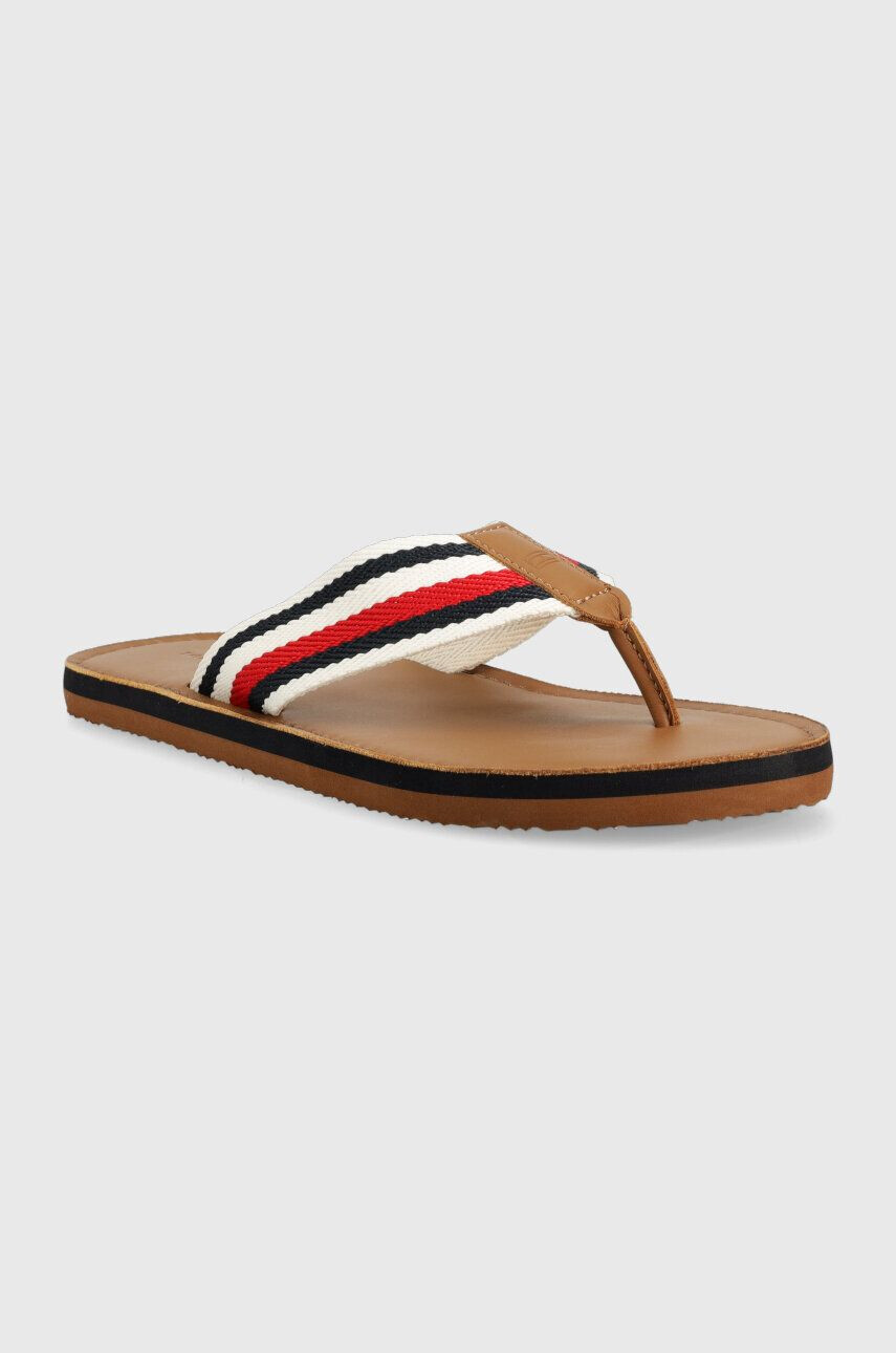 Tommy Hilfiger Žabky HILFIGER LEATHER BEACH SANDAL pánske hnedá farba FM0FM04548 - Pepit.sk