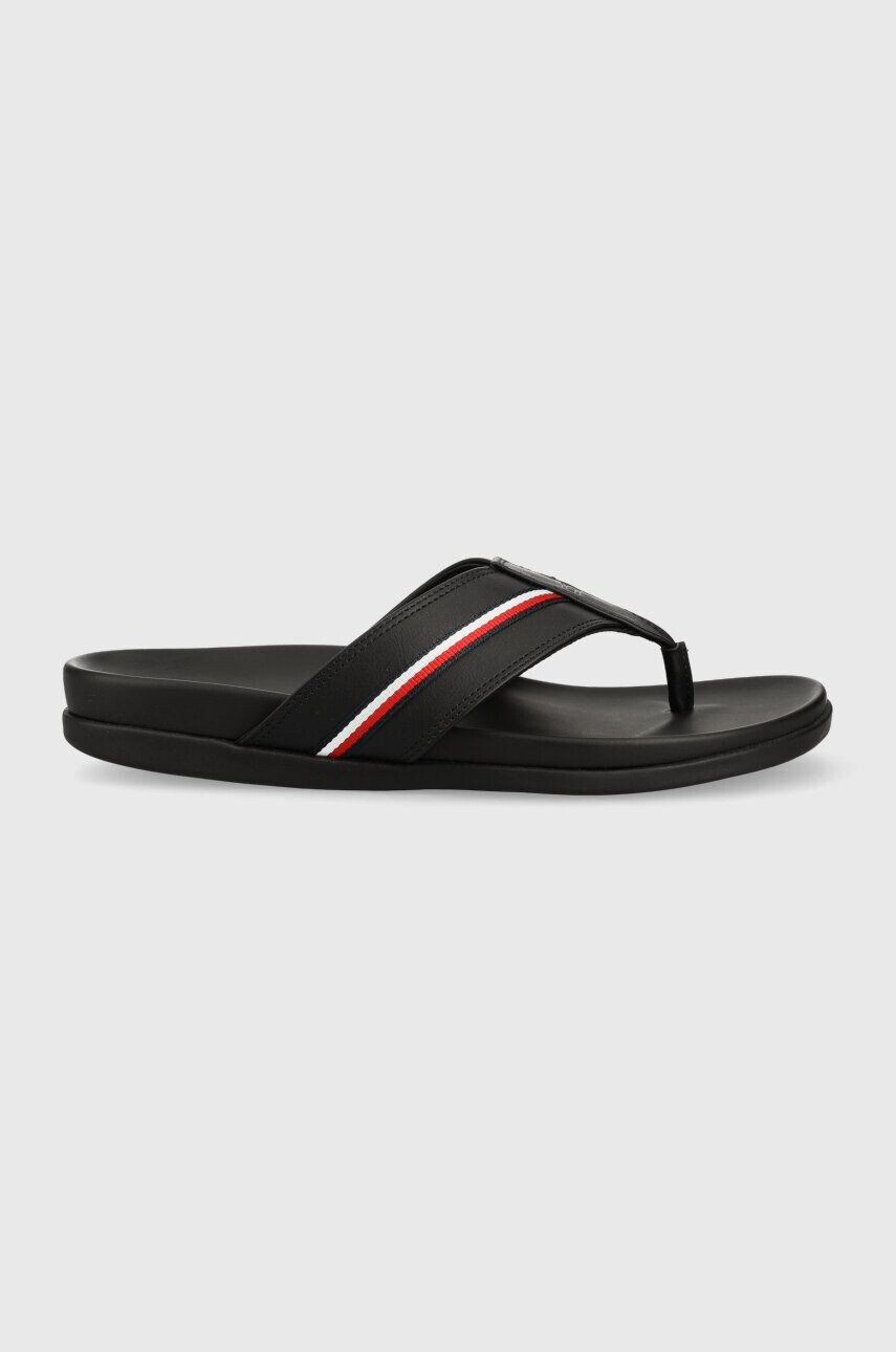 Tommy Hilfiger Žabky HILFIGER LEATHER TOE POST SANDAL pánske čierna farba FM0FM04460 - Pepit.sk