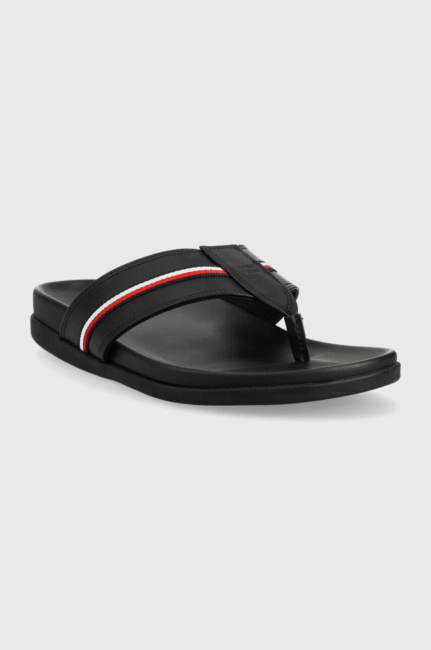 Tommy Hilfiger Žabky HILFIGER LEATHER TOE POST SANDAL pánske čierna farba FM0FM04460 - Pepit.sk