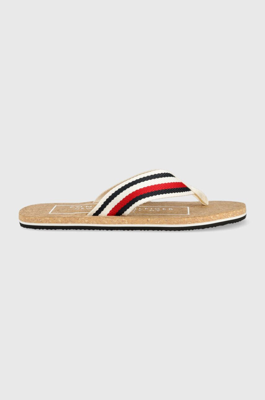 Tommy Hilfiger Žabky HILFIHER CORK BEACH SANDAL pánske biela farba FM0FM04475 - Pepit.sk