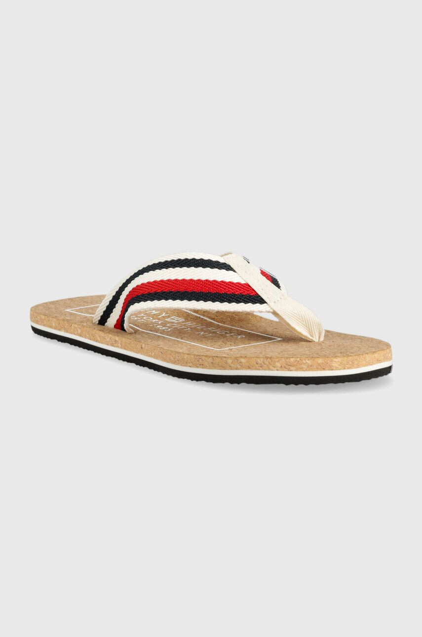 Tommy Hilfiger Žabky HILFIHER CORK BEACH SANDAL pánske biela farba FM0FM04475 - Pepit.sk