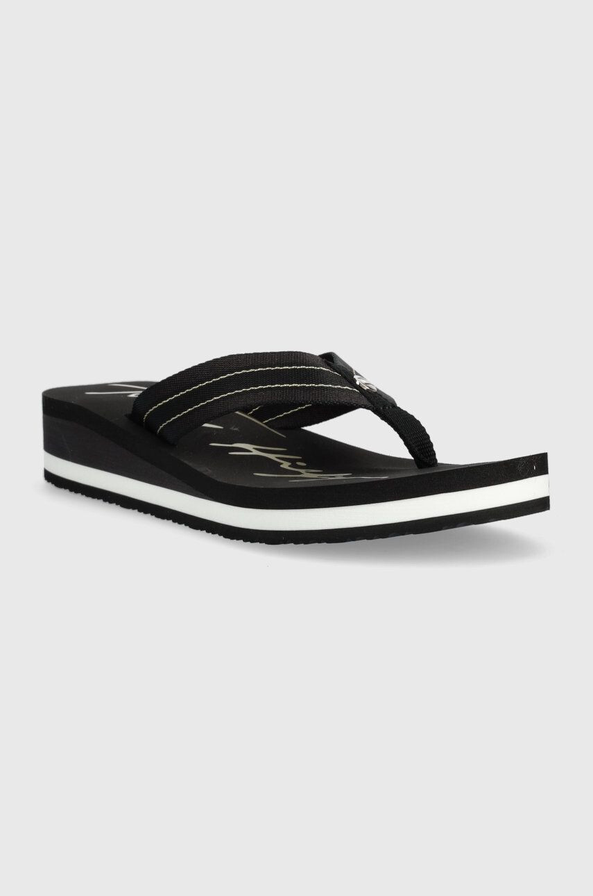 Tommy Hilfiger Žabky Mid Siganture Beach Sandal Wmn dámske čierna farba na kline - Pepit.sk