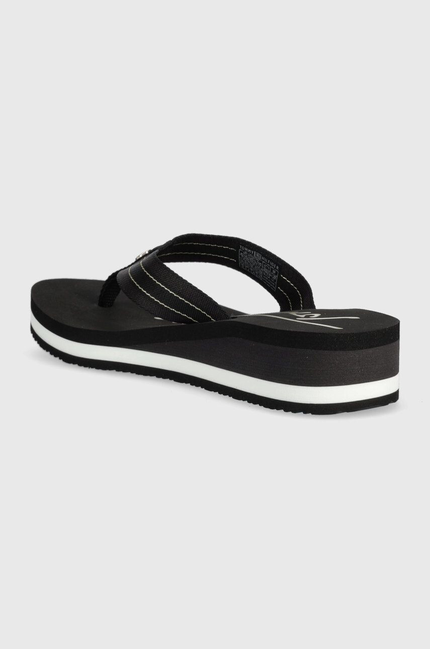 Tommy Hilfiger Žabky Mid Siganture Beach Sandal Wmn dámske čierna farba na kline - Pepit.sk