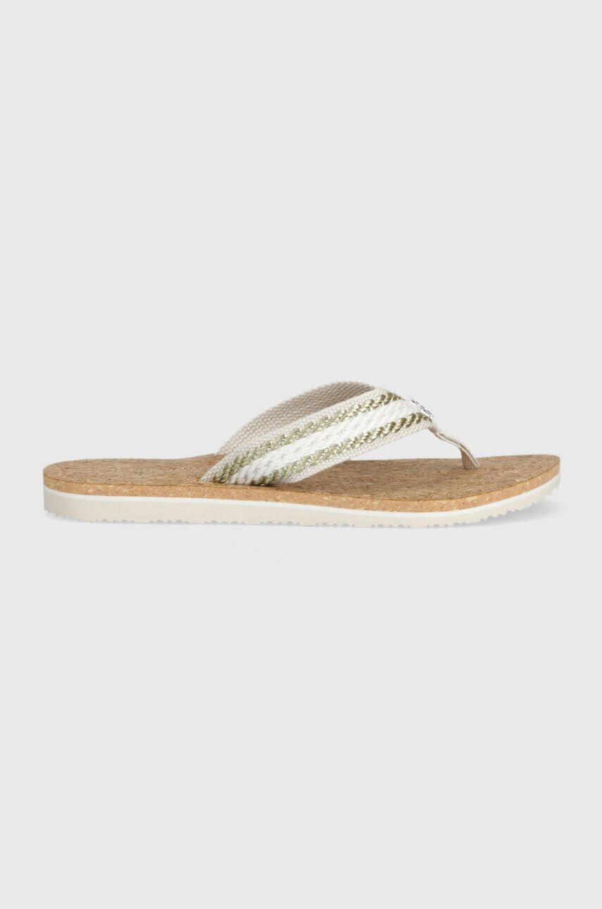 Tommy Hilfiger Žabky TH CORK SANDAL dámske biela farba na plochom podpätku FW0FW07145 - Pepit.sk