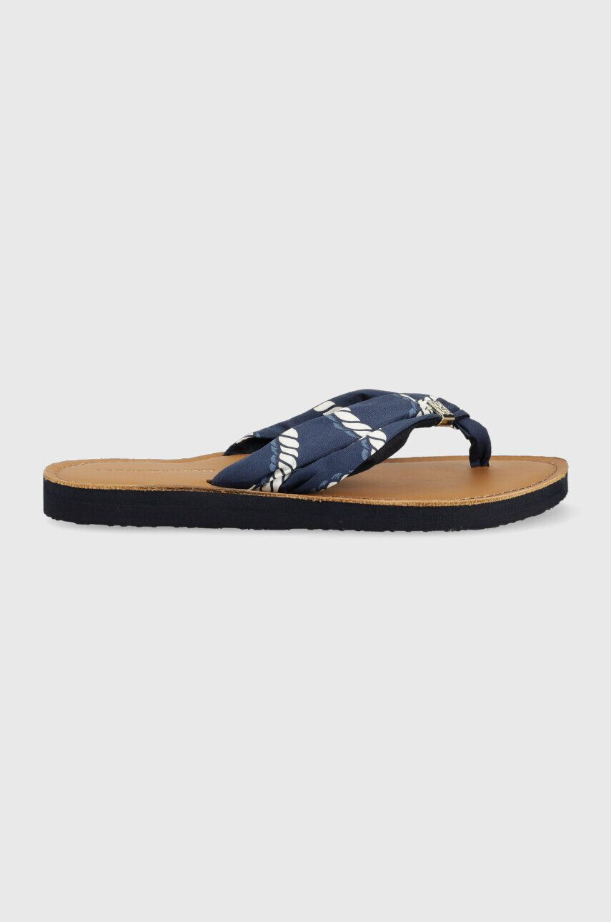 Tommy Hilfiger Žabky TH ELEVATED BEACH SANDAL PRINT dámske tmavomodrá farba na plochom podpätku FW0FW07164 - Pepit.sk