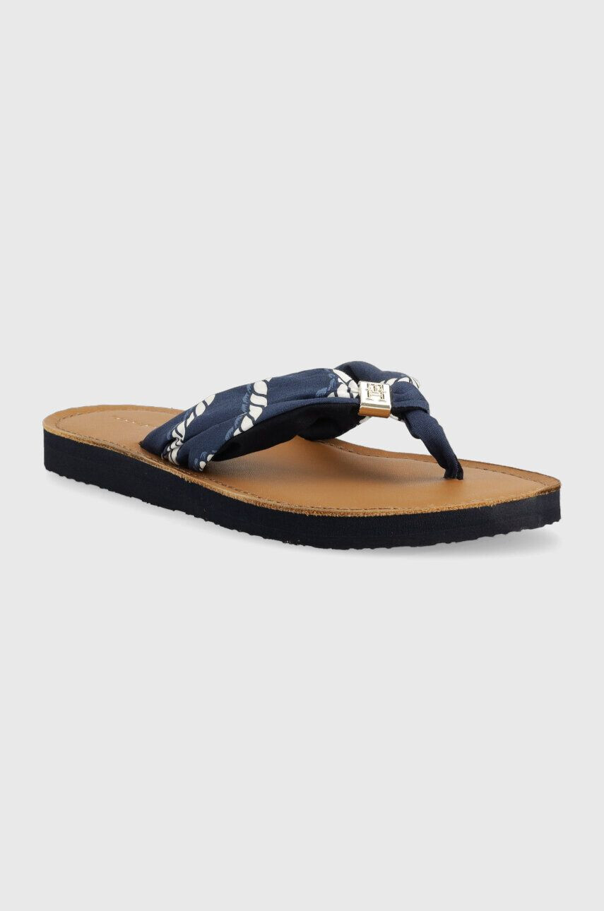 Tommy Hilfiger Žabky TH ELEVATED BEACH SANDAL PRINT dámske tmavomodrá farba na plochom podpätku FW0FW07164 - Pepit.sk