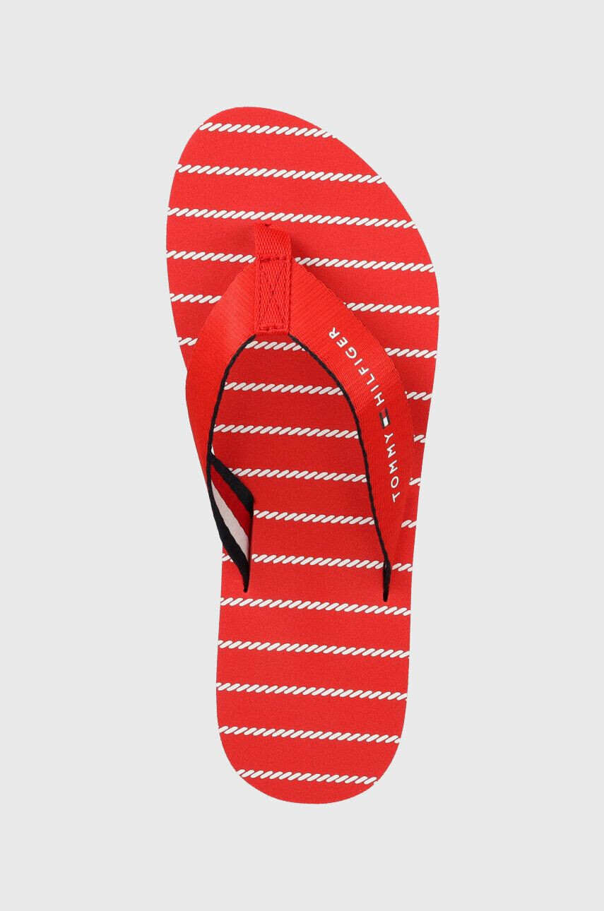 Tommy Hilfiger Žabky TOMMY ESSENTIAL ROPE SANDAL dámske červená farba na plochom podpätku FW0FW07142 - Pepit.sk