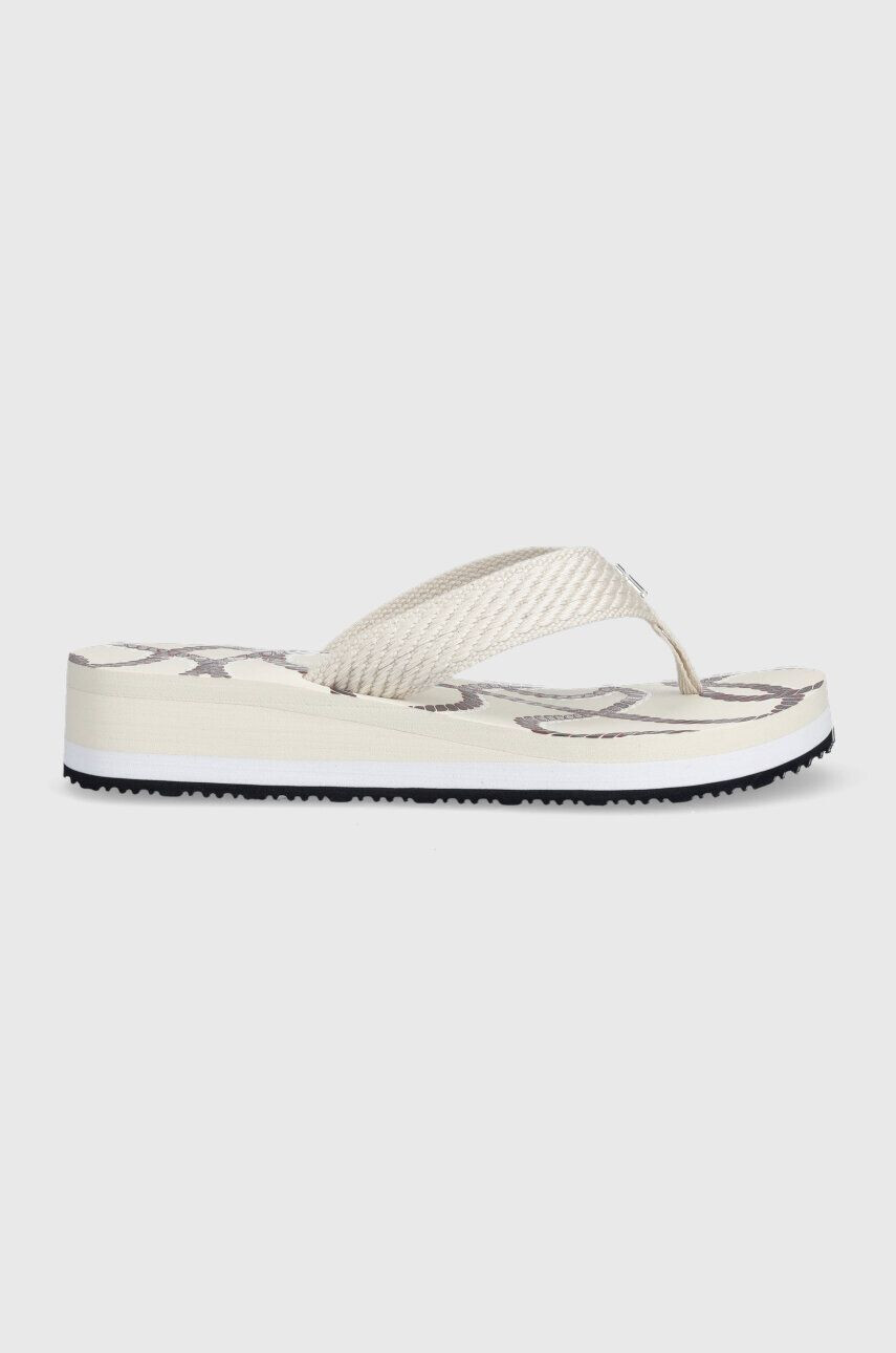 Tommy Hilfiger Žabky TOMMY ROPE M WEDGE SANDAL dámske biela farba na kline FW0FW07148 - Pepit.sk