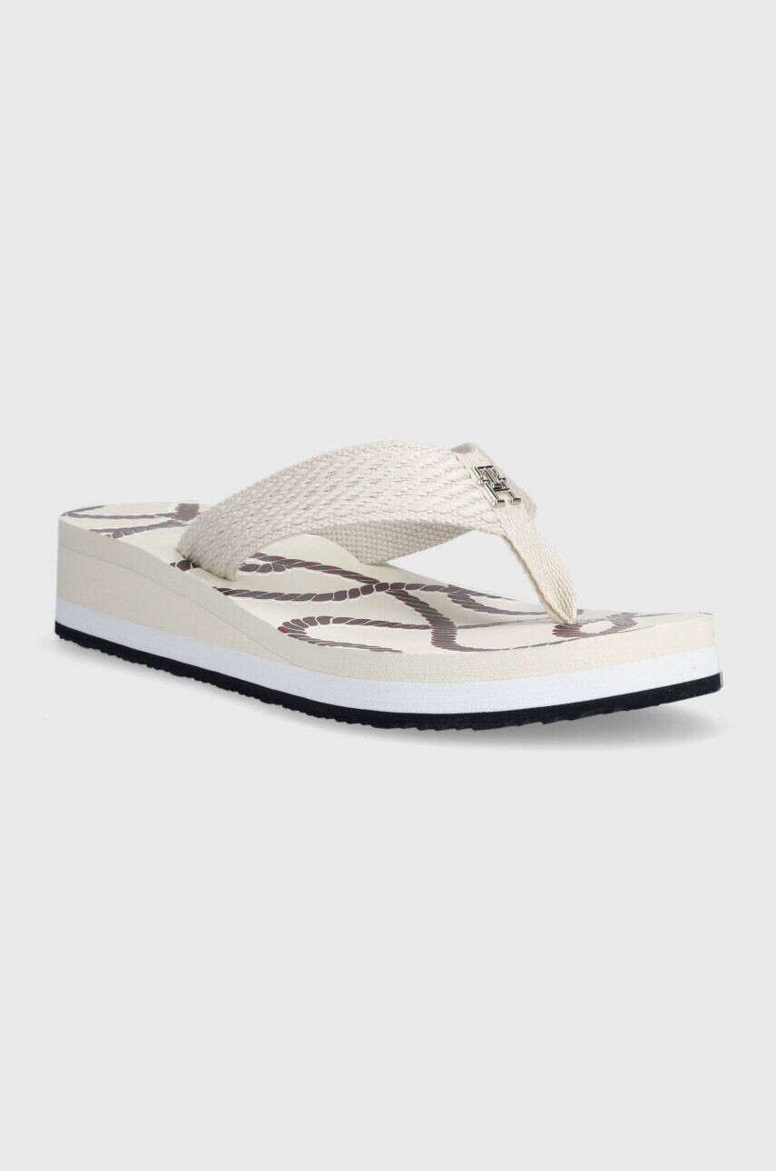 Tommy Hilfiger Žabky TOMMY ROPE M WEDGE SANDAL dámske biela farba na kline FW0FW07148 - Pepit.sk