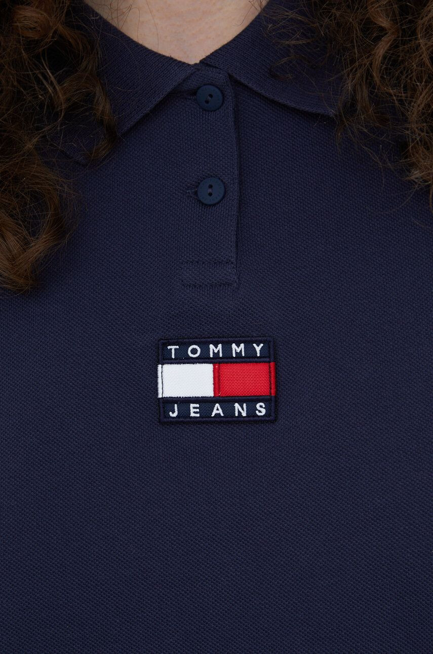 Tommy Jeans Bavlnené tričko tmavomodrá farba s golierom - Pepit.sk