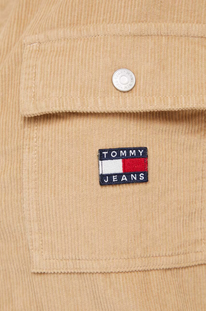 Tommy Jeans Bavlnená košeľa dámska béžová farba regular s klasickým golierom - Pepit.sk