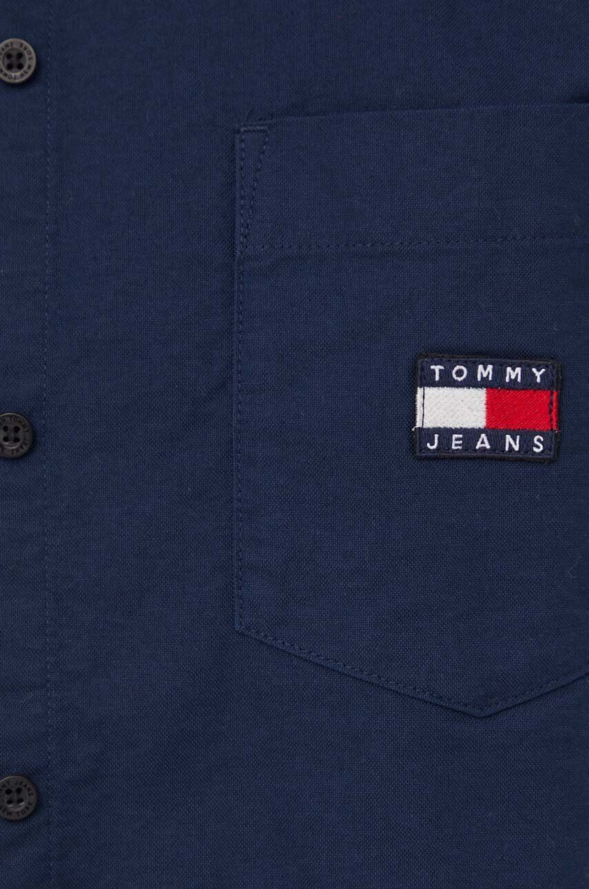 Tommy Jeans Bavlnená košeľa dámska tmavomodrá farba voľný strih s klasickým golierom - Pepit.sk