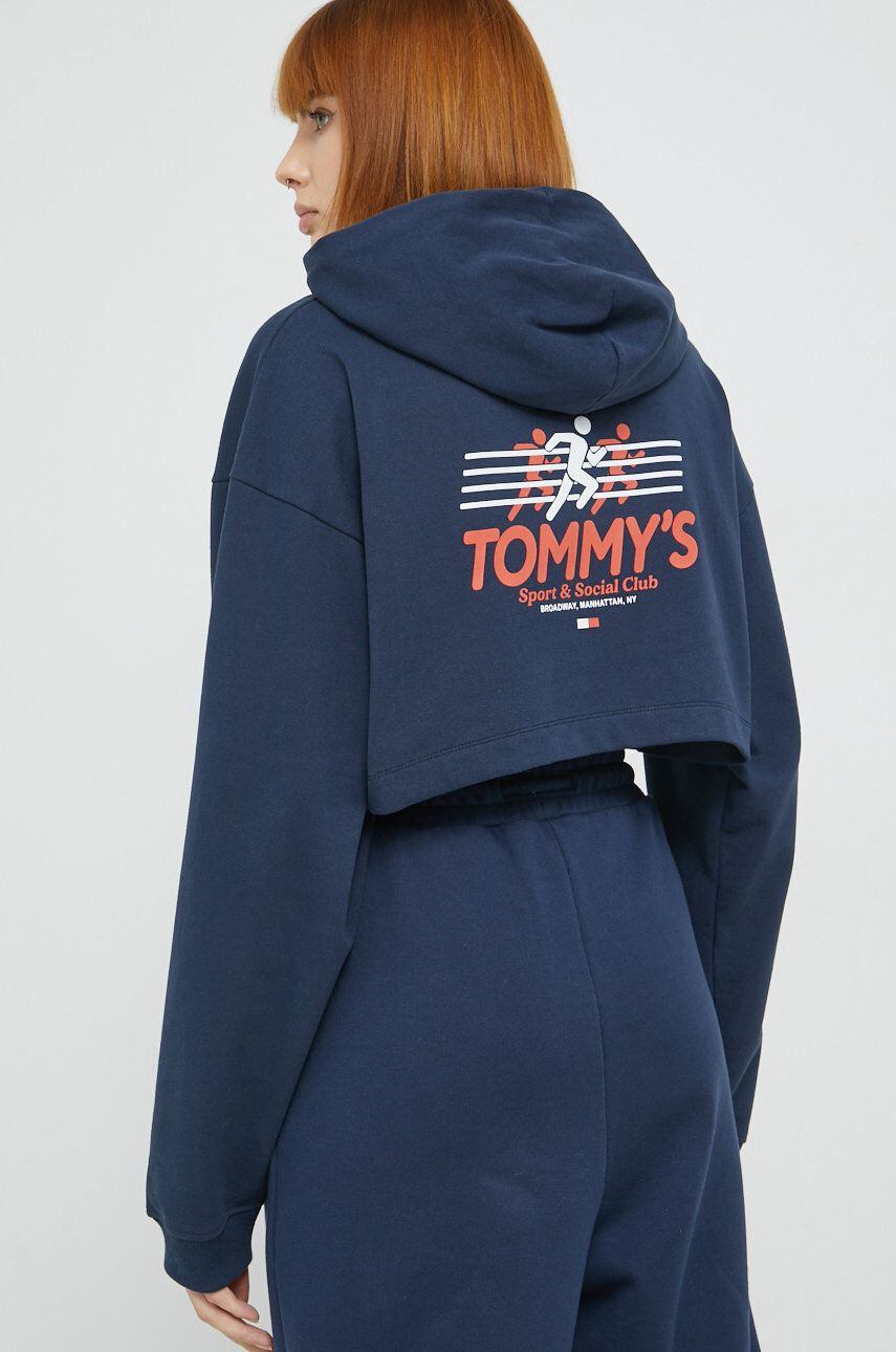 Tommy Jeans Bavlnená mikina dámska tmavomodrá farba s potlačou - Pepit.sk