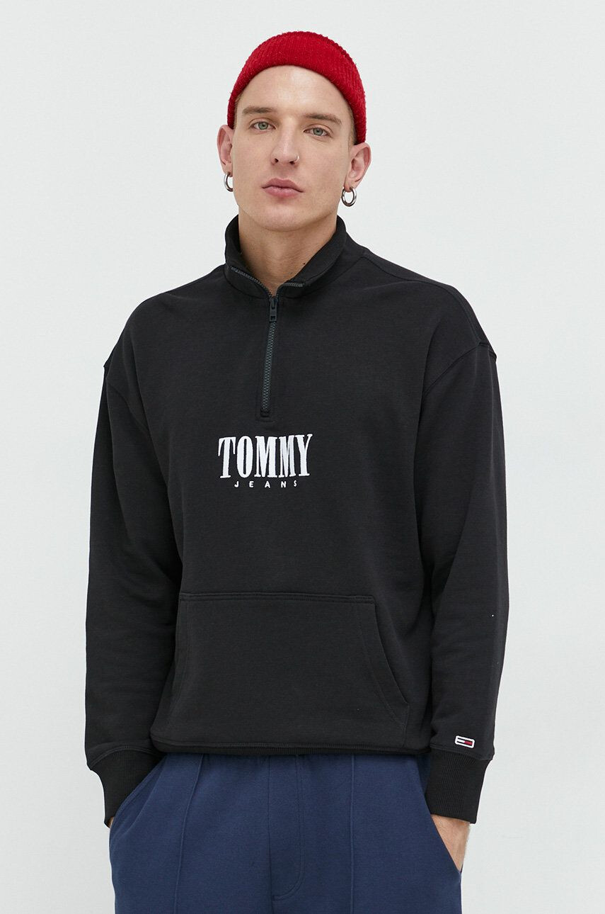 Tommy Jeans Bavlnená mikina dámska tmavomodrá farba s kapucňou s nášivkou - Pepit.sk