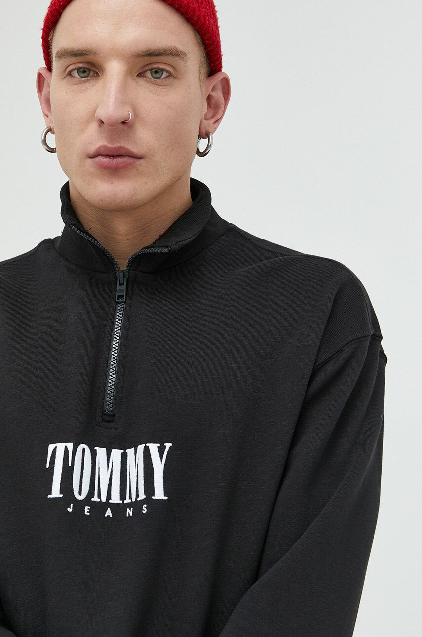 Tommy Jeans Bavlnená mikina dámska tmavomodrá farba s kapucňou s nášivkou - Pepit.sk