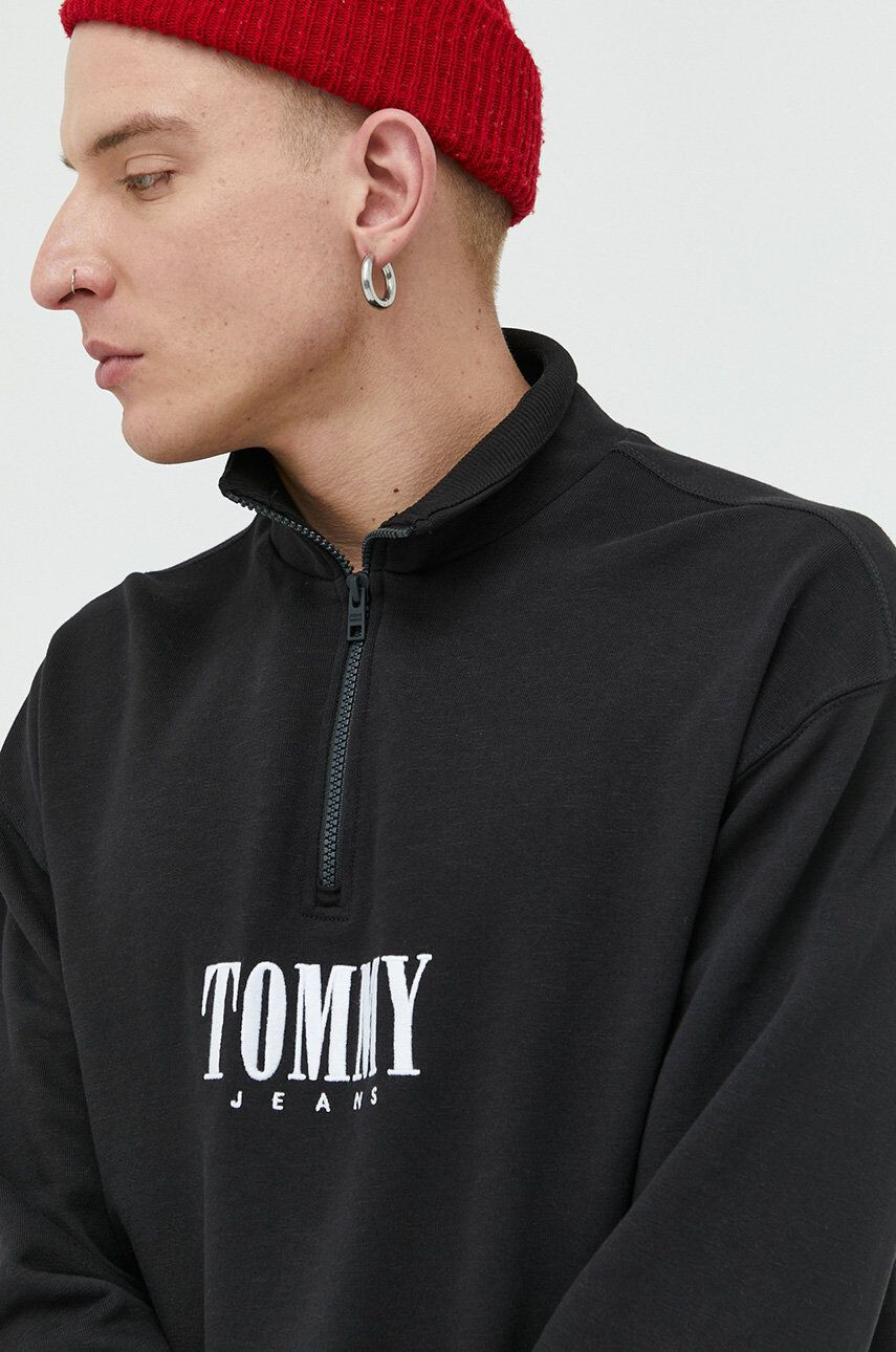 Tommy Jeans Bavlnená mikina dámska tmavomodrá farba s kapucňou s nášivkou - Pepit.sk