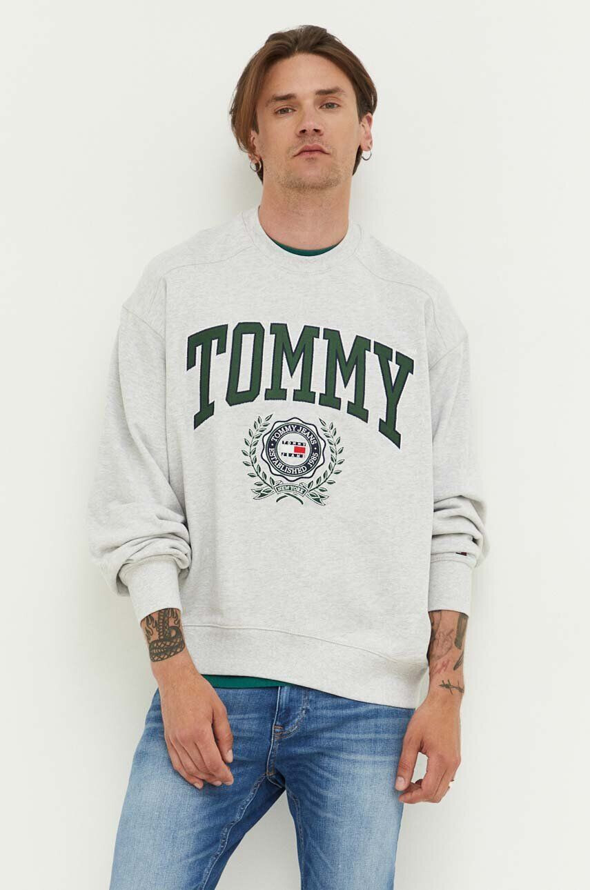 Tommy Jeans Bavlnená mikina pánska čierna farba s kapucňou s potlačou - Pepit.sk